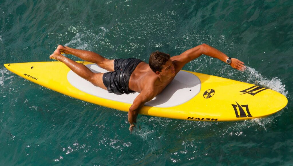 paddler on a prone paddleboard